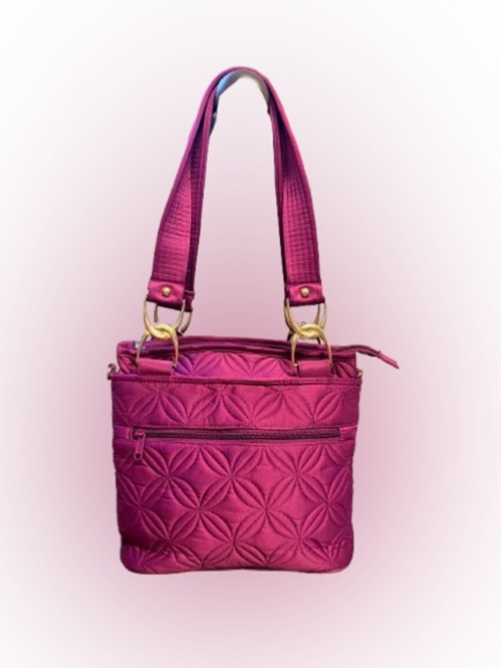 Donna Sharp Quilted Handbag Purse Pink Magenta Floral Lined Tote
